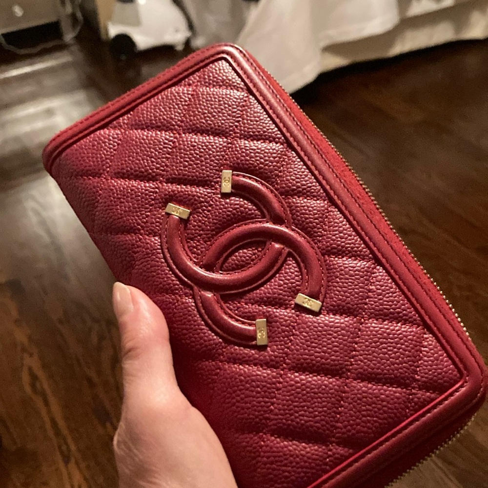 CHANEL Red Quilted Clutch